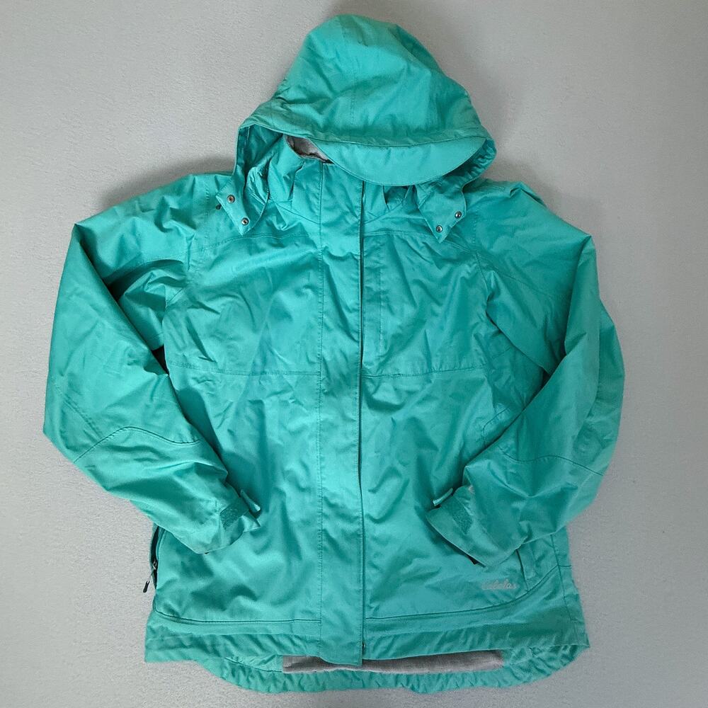 Cabela's 4MOST DRY-PLUS Hooded Jacket Teal Aqua Fleece Lined L Reg